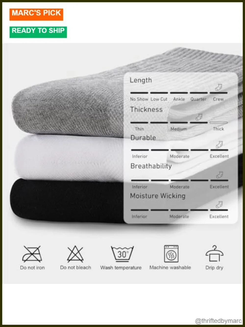 Men's Bamboo Viscose Thick Cushioned Crew Socks 6-Pack Gift Box